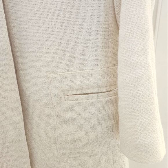 ZARA Women's Cream Off White Ivory Tweed Coat M - Picture 3 of 7
